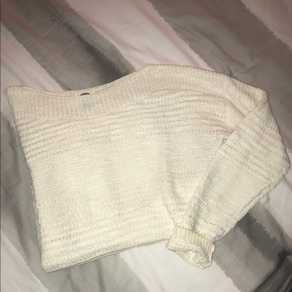 Relaxed Boat Neck Open Knit Ivory Sweater - Picture 2 of 2